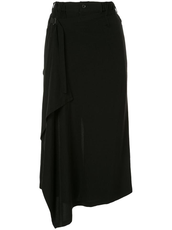 Yohji Yamamoto Crepe De Chine Skirt Pants - Black