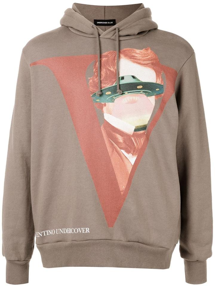 Undercover Space Ship Print Hoodie - Brown