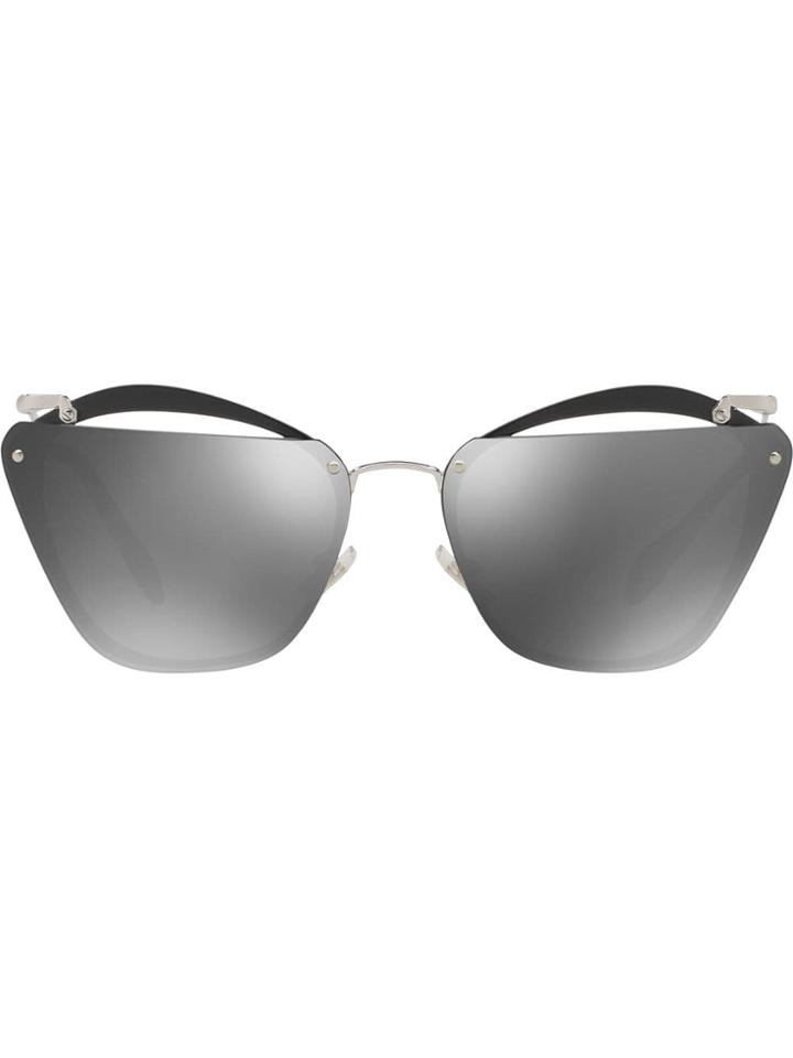 Miu Miu Eyewear Cut-out Mirrored Lenses - Black