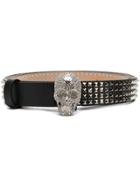 Philipp Plein Embellished Skull Studded Belt - Black
