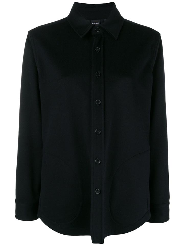 Aspesi Button Shirt Jacket - Blue
