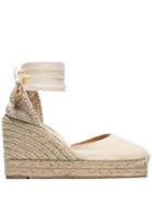 Castañer Cream Carina 80 Ankle Tie Wedge Sandals - Neutrals