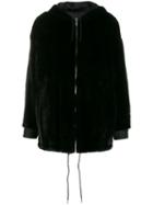 Prada Oversized Zipped Hooded Coat - Black