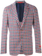 Isaia - Checked Blazer - Men - Silk/linen/flax/cupro/wool - 48, Red, Silk/linen/flax/cupro/wool