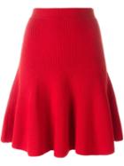 Alexander Mcqueen Pleated Knit Skirt, Women's, Size: Medium, Red, Polyamide/spandex/elastane/wool