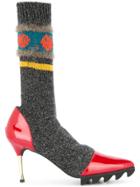 Kolor Intarsia Sock Boots - Multicolour