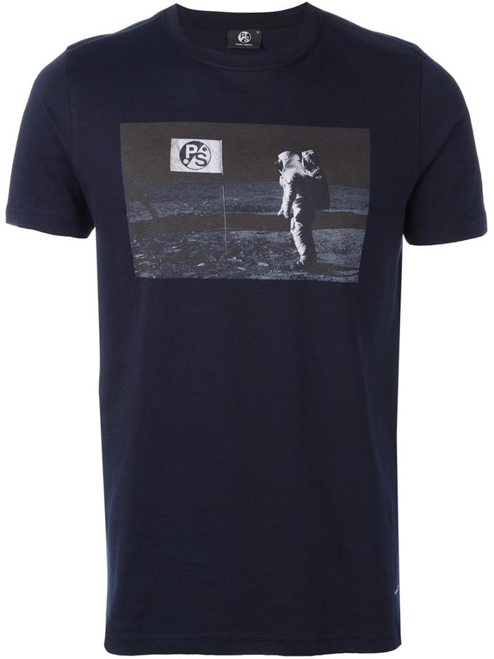 Ps By Paul Smith Printed T-shirt, Men's, Size: Small, Blue, Organic Cotton