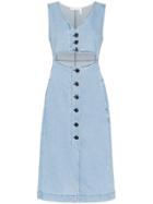 See By Chloé Cutout Denim Midi Dress - Blue