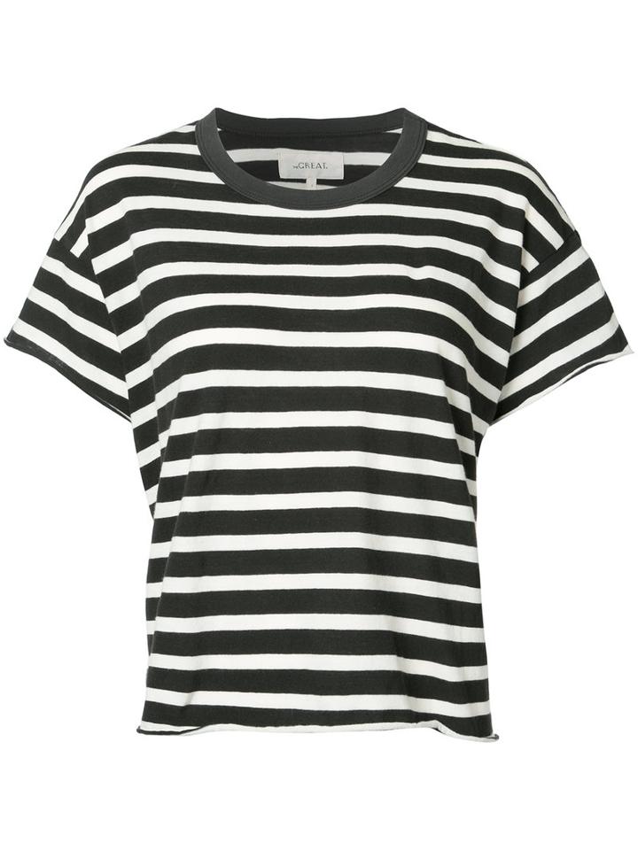 The Great - Striped T-shirt - Women - Cotton - 2, Black, Cotton