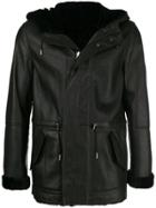 Yves Salomon Homme Reversible Hooded Shearling Jacket - Black