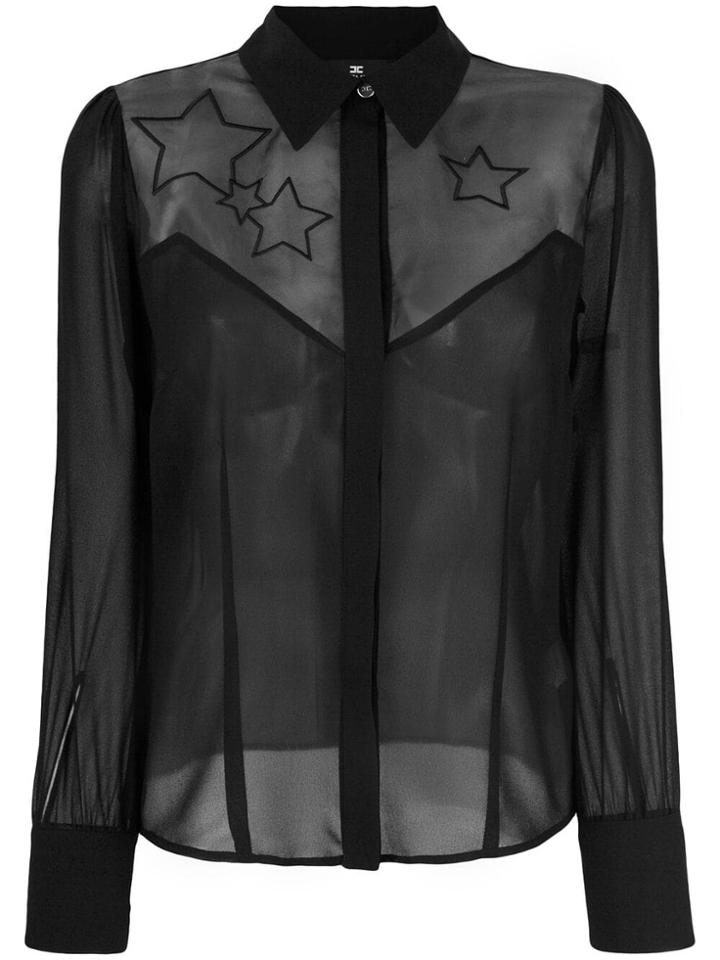 Elisabetta Franchi Star Sheer Panel Blouse - Black