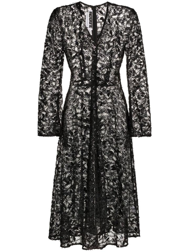 Rotate Sequin-embellished Lace Midi Dress - Black