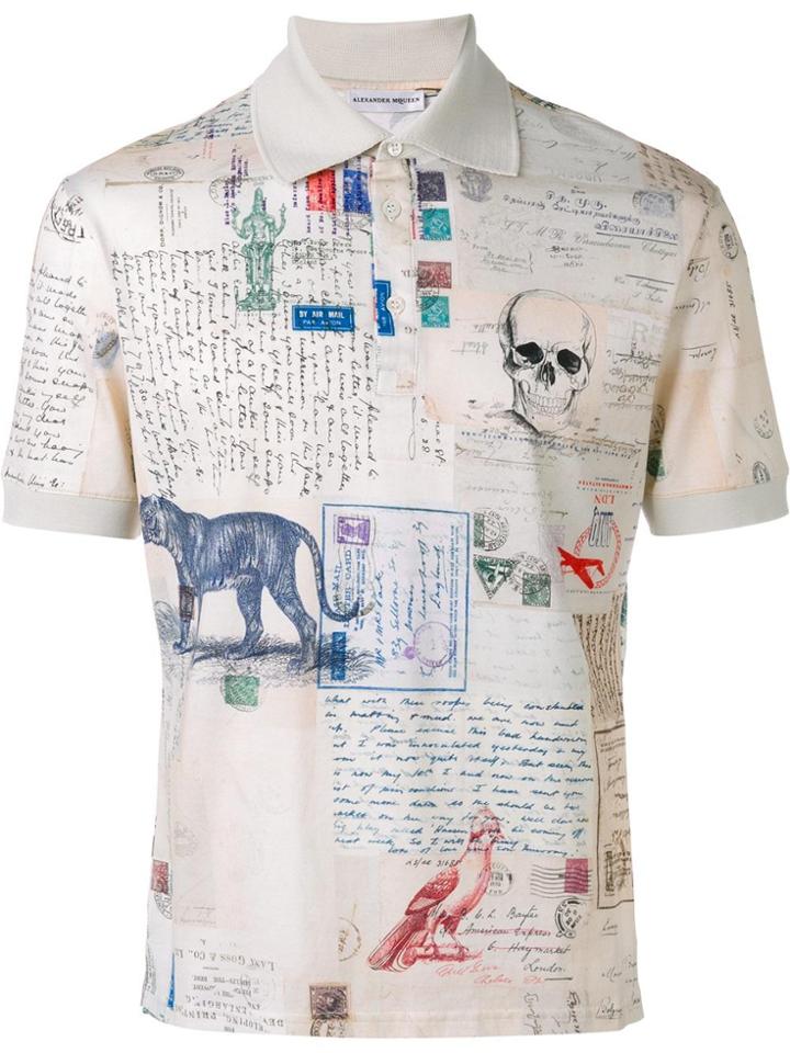 Alexander Mcqueen Letters From India Polo Shirt - Nude & Neutrals
