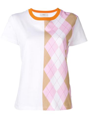 Pringle Of Scotland Argyle Print T-shirt In Pink/camel - White
