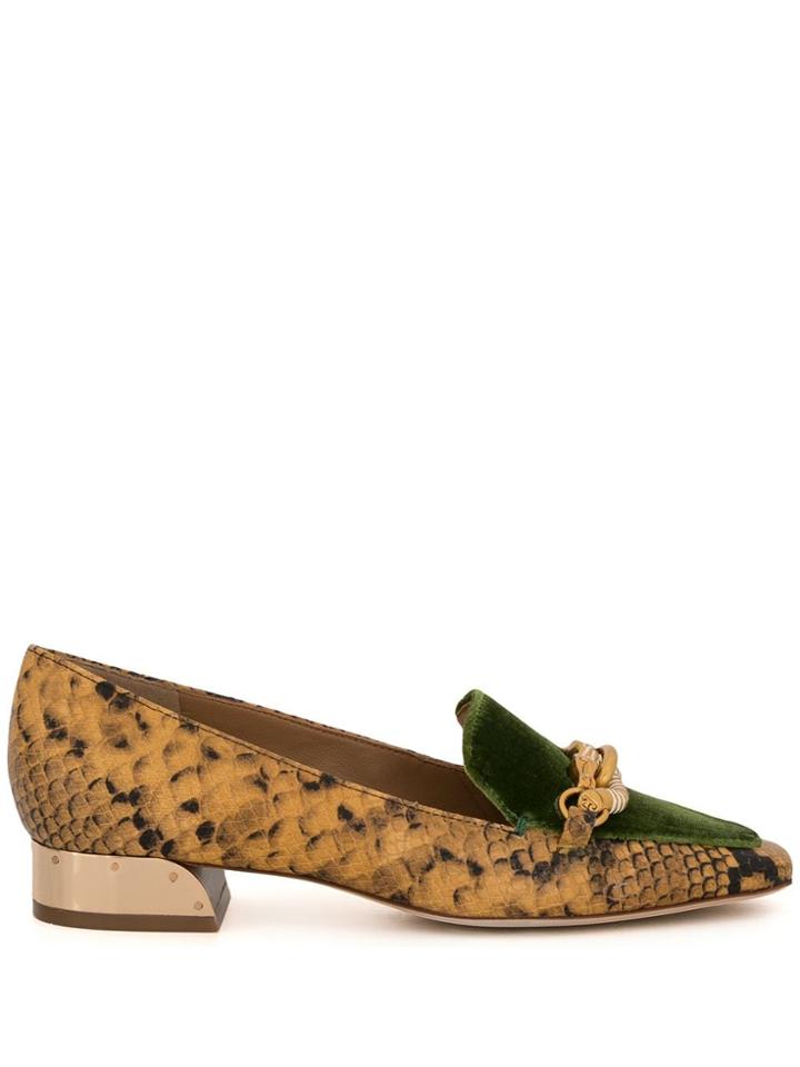 Tory Burch Jessa 25mm Snake-effect Loafers - Green