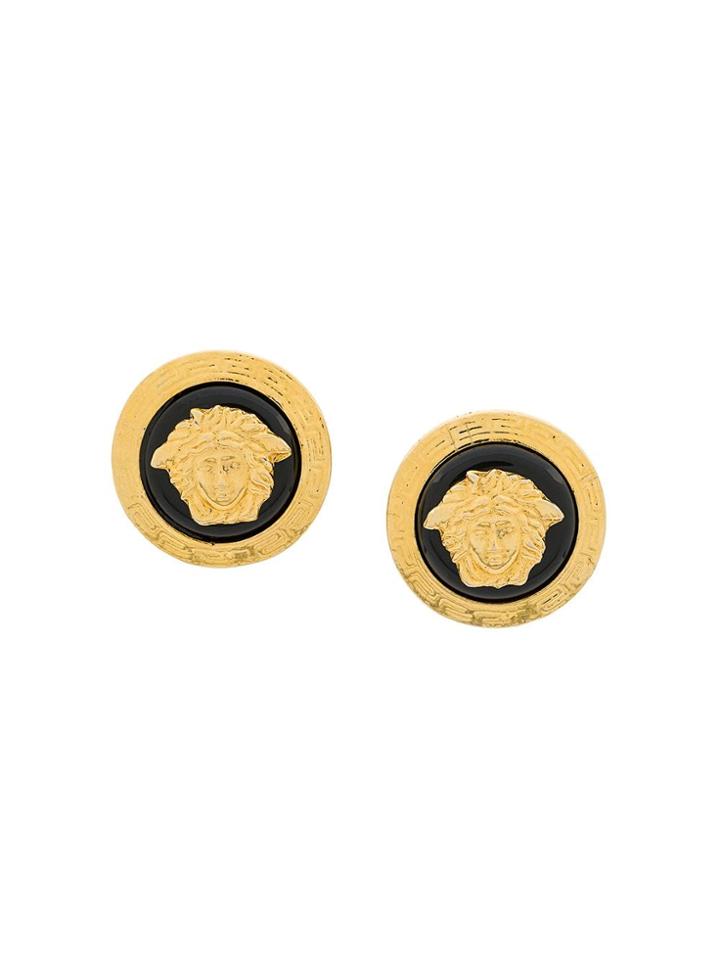 Versace Vintage Medusa Round Earrings - Gold