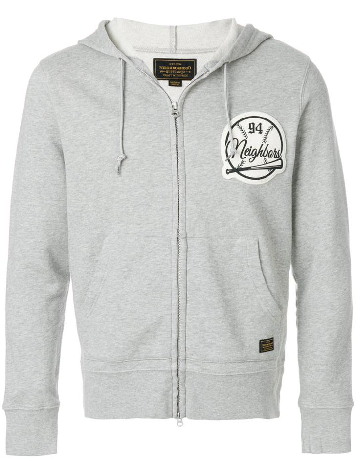 Neighborhood Rear Text Zip Hoodie - Grey