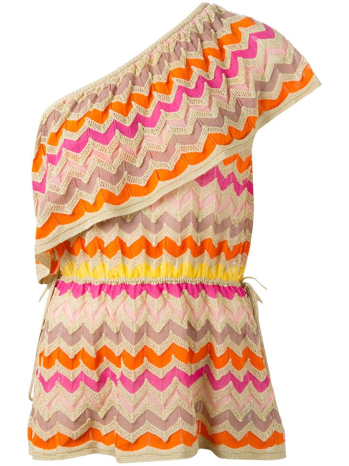 M Missoni Zigzag Single Shoulder Blouse, Women's, Size: 40, Cotton/polyamide/metallic Fibre