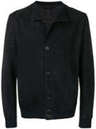 Giorgio Armani Leather Bomber Jacket - Blue