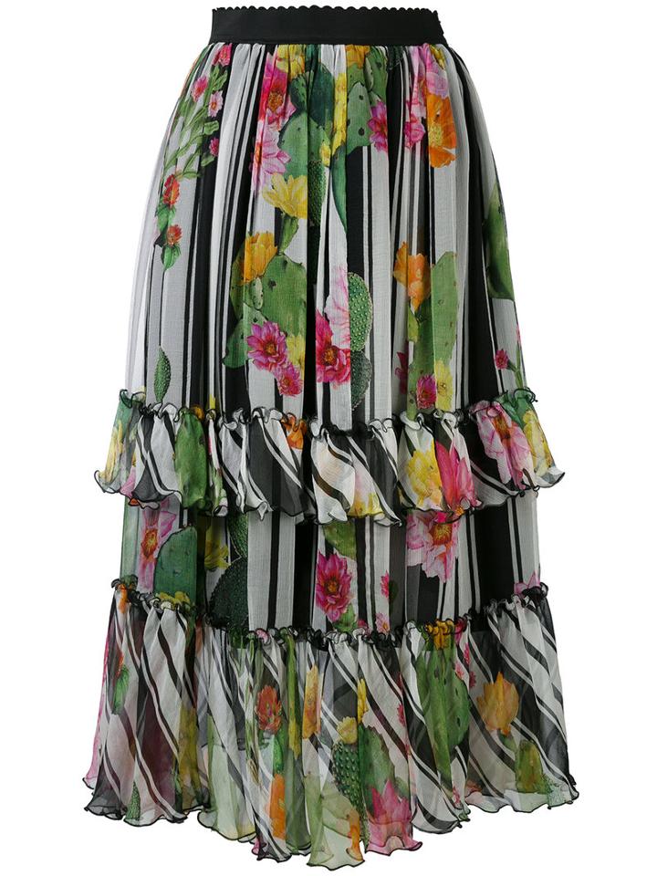 Blugirl - Floral Print Skirt - Women - Silk/polyester - 42, Black, Silk/polyester