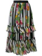 Blugirl - Floral Print Skirt - Women - Silk/polyester - 42, Black, Silk/polyester