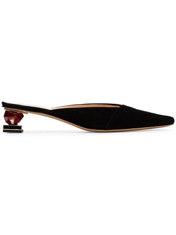 Jacquemus Black Maceio 40 Sculptured Heel Suede Mules