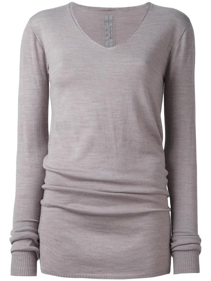 Rick Owens V-neck Jumper, Women's, Size: Large, Grey, Virgin Wool