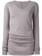 Rick Owens V-neck Jumper, Women's, Size: Large, Grey, Virgin Wool