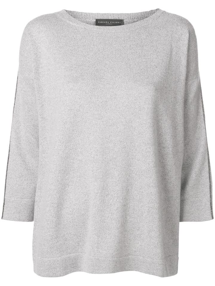 Fabiana Filippi Cropped Sleeves Jumper - Grey