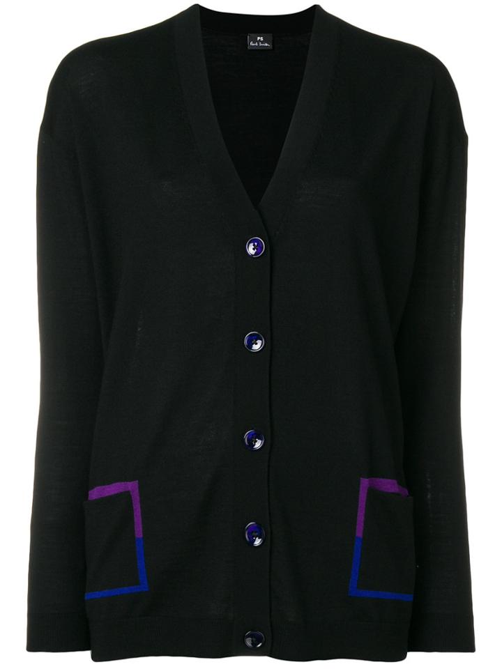 Ps By Paul Smith V-neck Long Sleeve Cardigan - Black