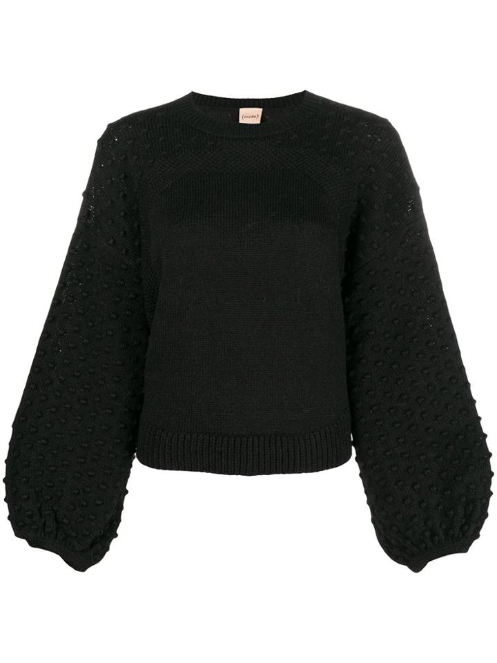 Nude Puffball Sleeved Jumper - Black
