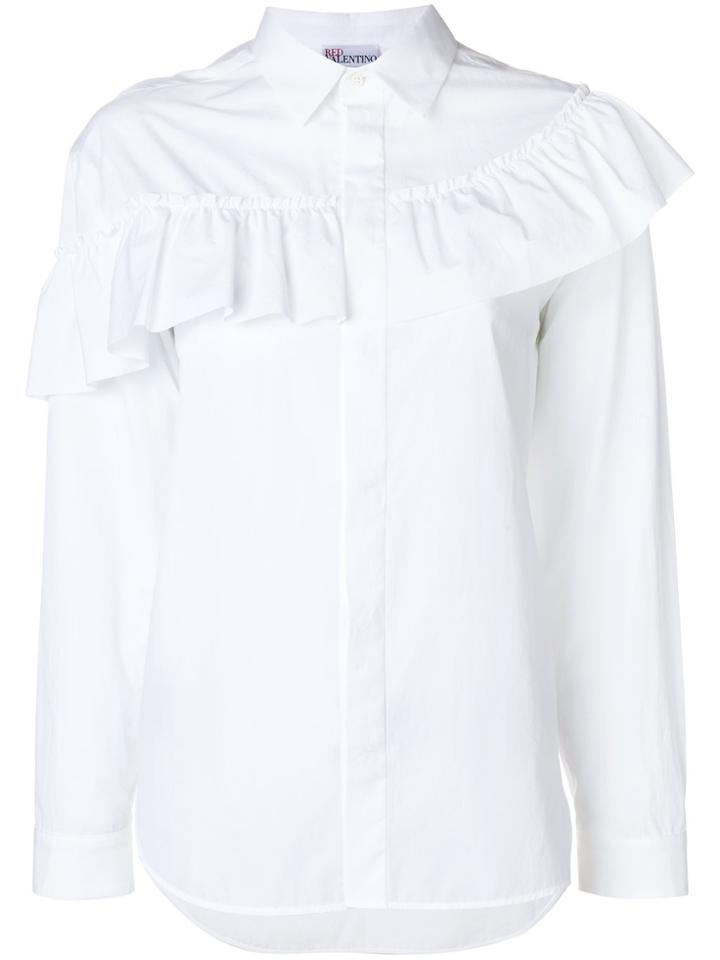 Red Valentino Asymmetric Ruffle Trim Shirt - White
