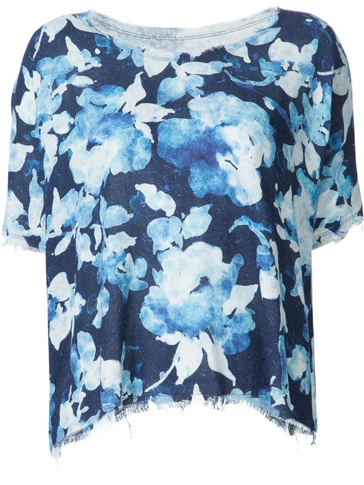 Raquel Allegra Frayed Printed Blouse