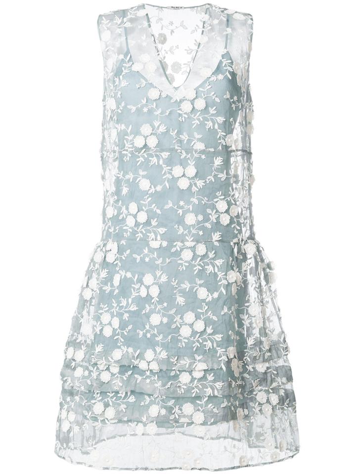 Miu Miu Vine Design Overlay Dress - Blue
