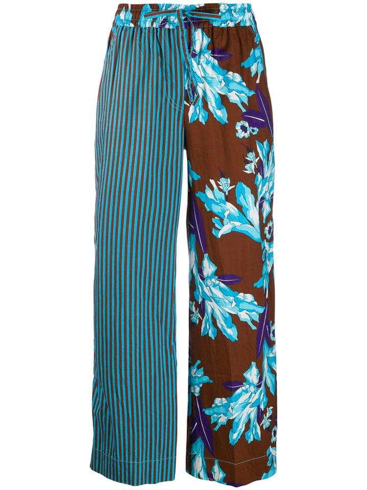 P.a.r.o.s.h. Contrast Panelled Palazzo Trousers - Blue