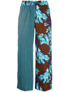 P.a.r.o.s.h. Contrast Panelled Palazzo Trousers - Blue