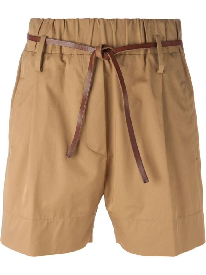 Forte Forte Belted High-waist Shorts, Women's, Size: 2, Brown, Cotton