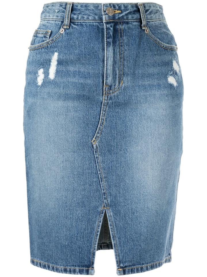 Sjyp Heart Washing Denim Skirt - Blue