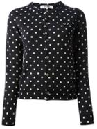 Comme Des Garçons Play Embroidered Heart Polka Dot Cardigan, Women's, Size: Large, Blue, Wool
