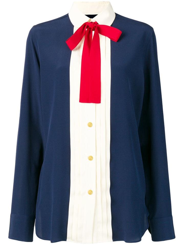 Gucci Silk Neck Bow Shirt - Blue