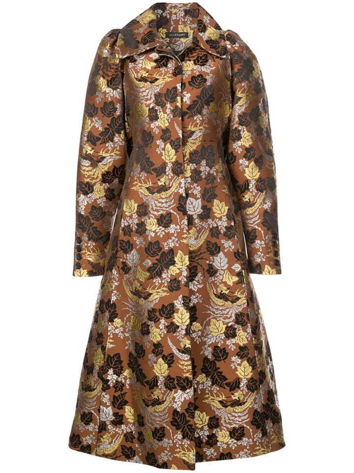 Jill Stuart Floral Jacquard Coat - Brown