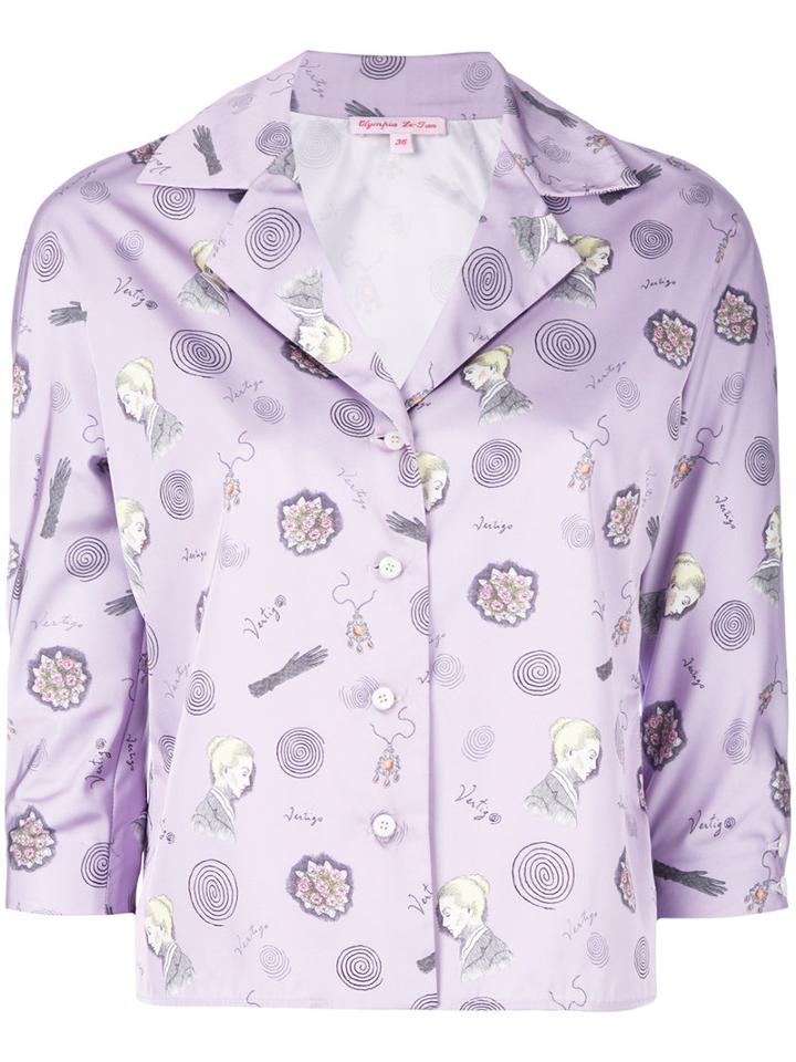 Olympia Le-tan - Printed Shirt - Women - Polyester - 36, Pink/purple, Polyester