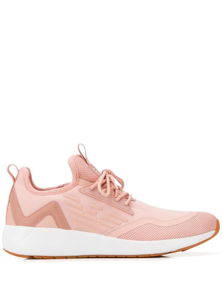 Ea7 Emporio Armani Logo Embossed Sneakers - Pink