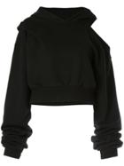 Ground Zero Cut-out Shoulder Hoodie - Black