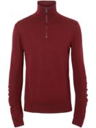 Burberry Merino Wool Half-zip Sweater - Red