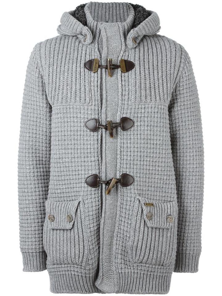 Bark Hooded Duffle Coat, Men's, Size: Medium, Grey, Wool/polyamide/acrylic/polyester