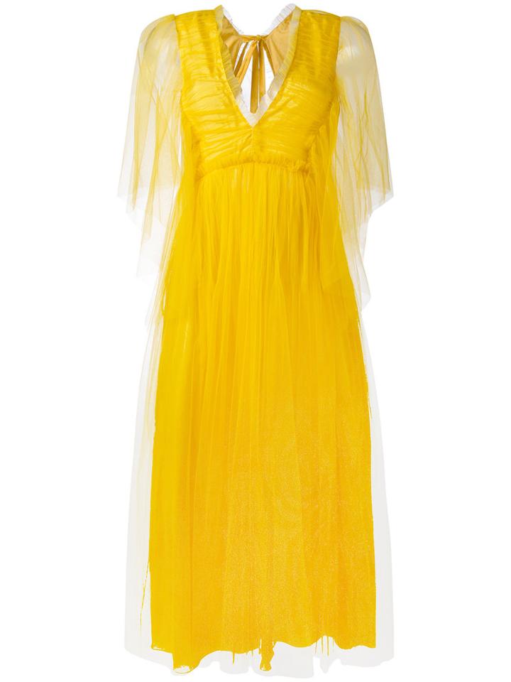 Rochas - Tie Back Dress - Women - Silk/polyamide - 42, Yellow/orange, Silk/polyamide