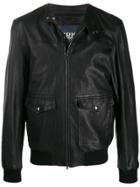 Herno Patch Pockets Leather Jacket - Black