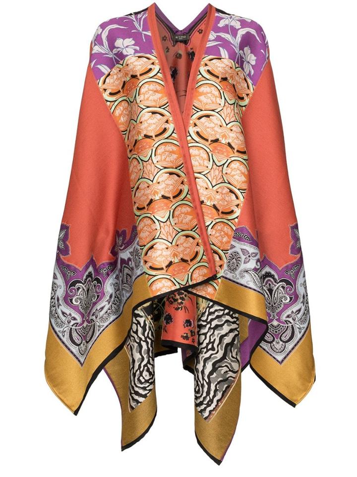 Etro Jacquard Knitted Cape Poncho - Multicoloured