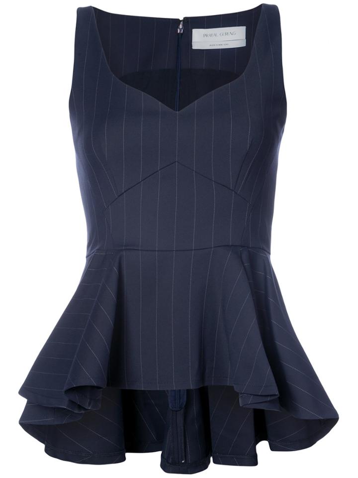 Prabal Gurung Pinstripe Peplum Top - Blue